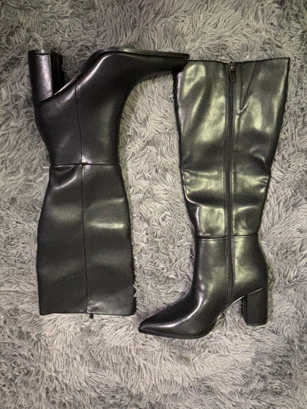 6 black leather knee high boots CELLENZ
